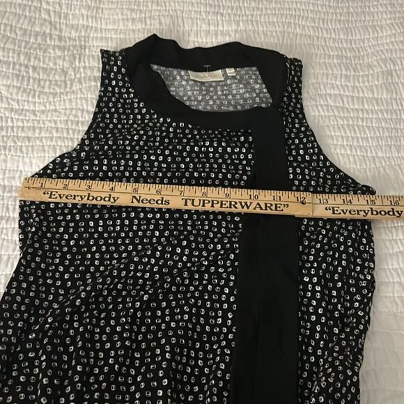 Anthropologie Deletta Black with white dots top with tie size small - Picture 5 of 8